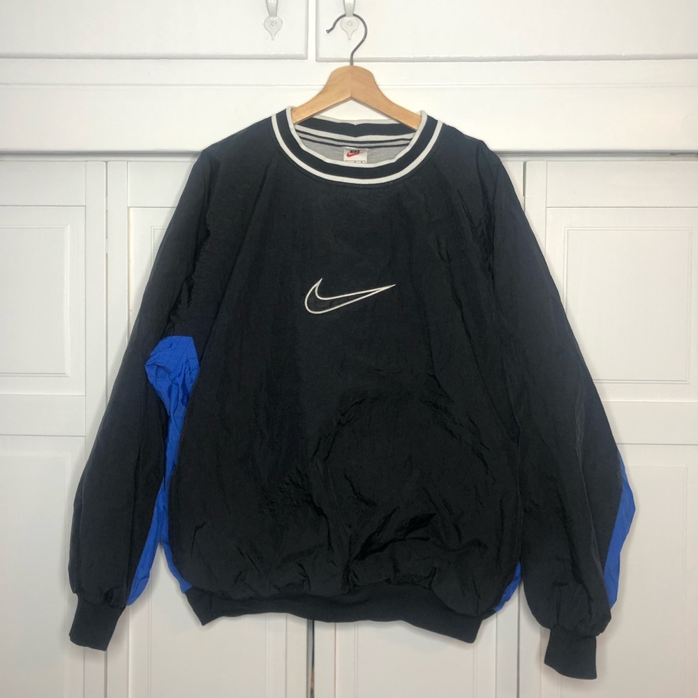 Nike sweater windbreaker black and blue larger